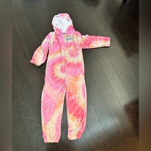 Pink and Orange Tie-Dye Hooded Onesie Pajamas